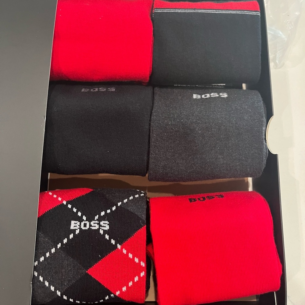 New Auth Hugo Boss Crew Socks Men Solid Finest Soft Cotton Pack Of 6 Black $88